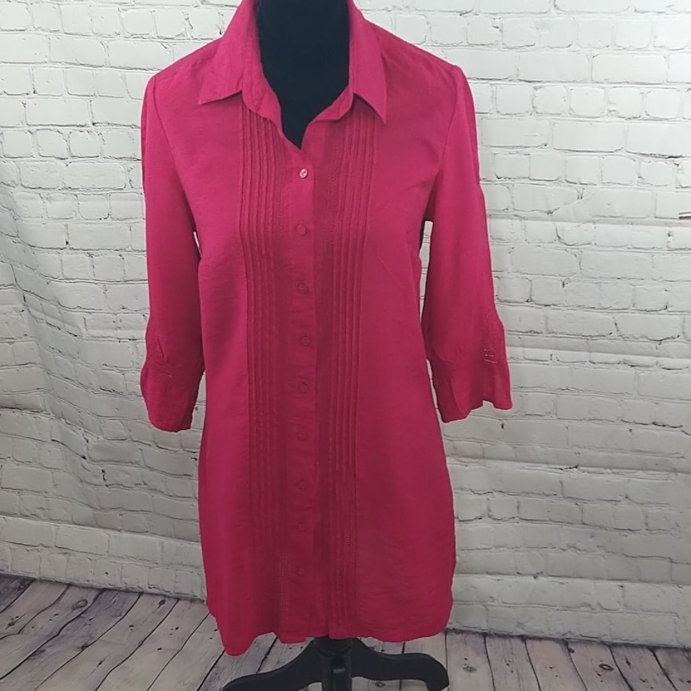 Cold Water Creek Fuchsia Pink Shirt Dress